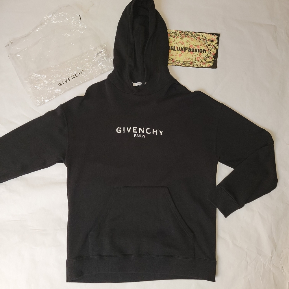 Givenchy Distressed Logo Hoodie hooded sweatshirt
